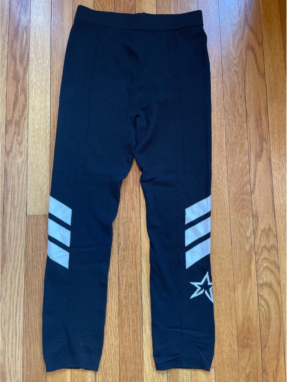 Perfect Moment Black Merino Wool Leggings M Star Stripe Après Ski Base Layer
